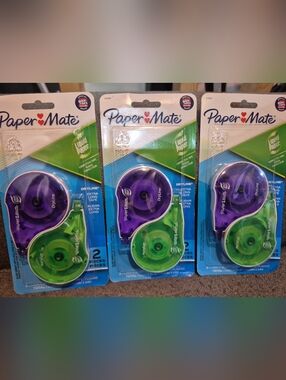 Paper Mate Purple & Green 2 Pack DryLine Liquid Paper Correction Tape. 39ft Long